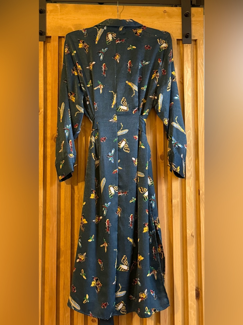Zara Teal Long-Sleeve Bug & Butterfly Shirt Dress - Picture 3 of 5